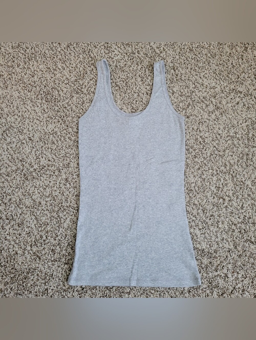 Vintage Abercrombie & Fitch Y2K Tank Top Rib Ribbed Layering Scoop Gray Small